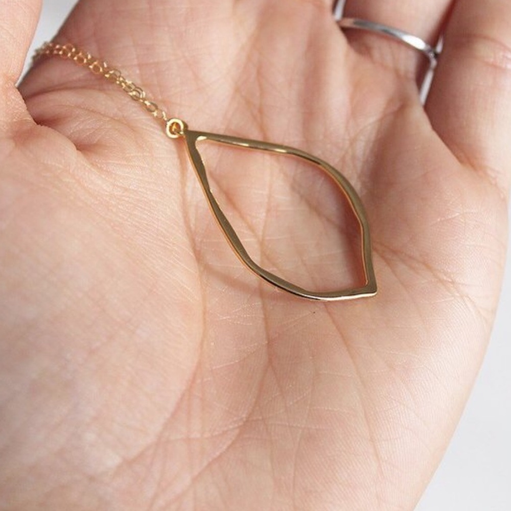 Gold Open Leaf Earrings (J5) - Picture 3 of 3
